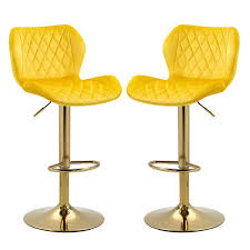 Vintage Metal Bar Stool – Yellow - Image 2