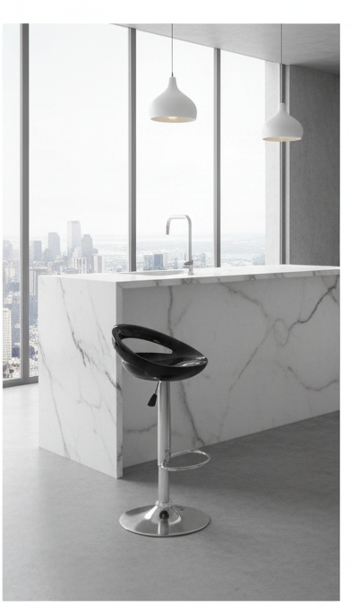 Industrial Matte Black Metal Bar Stool with Integrated Backrest - Image 4