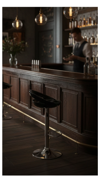 Industrial Matte Black Metal Bar Stool with Integrated Backrest - Image 5