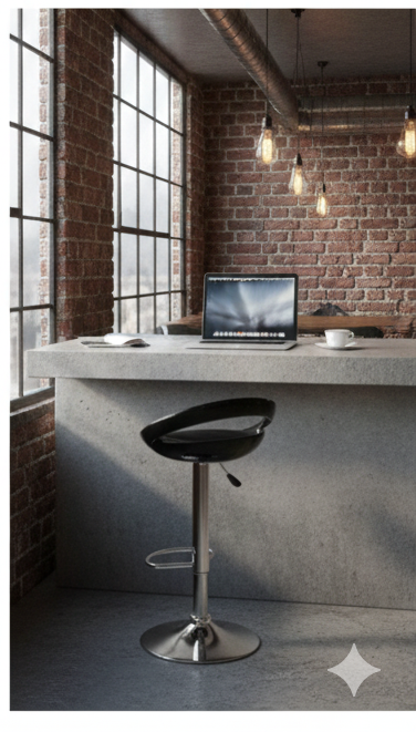 Industrial Matte Black Metal Bar Stool with Integrated Backrest - Image 2