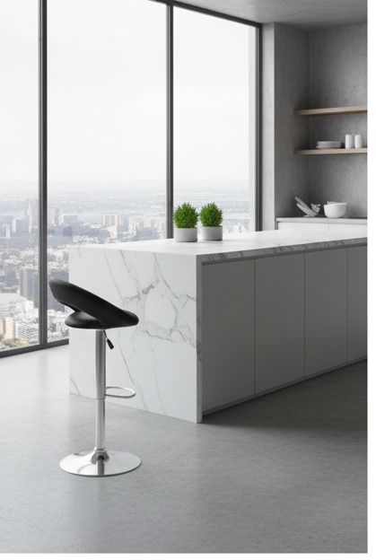 Modern Black Orbital Swivel Bar Stool with Adjustable Chrome Base - Image 10