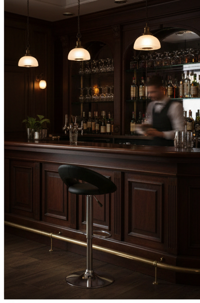 Modern Black Orbital Swivel Bar Stool with Adjustable Chrome Base - Image 11