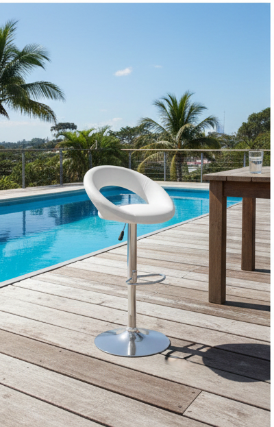 Modern Black Orbital Swivel Bar Stool with Adjustable Chrome Base - Image 3