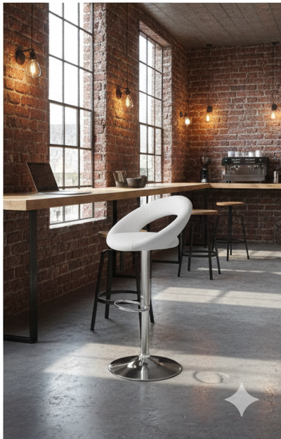 Modern Black Orbital Swivel Bar Stool with Adjustable Chrome Base - Image 4