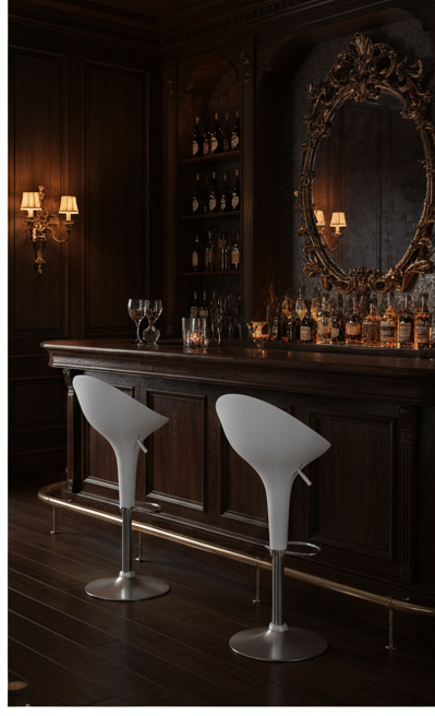 Modern Black Tulip Molded Bar Stool with Adjustable Chrome Base - Image 5