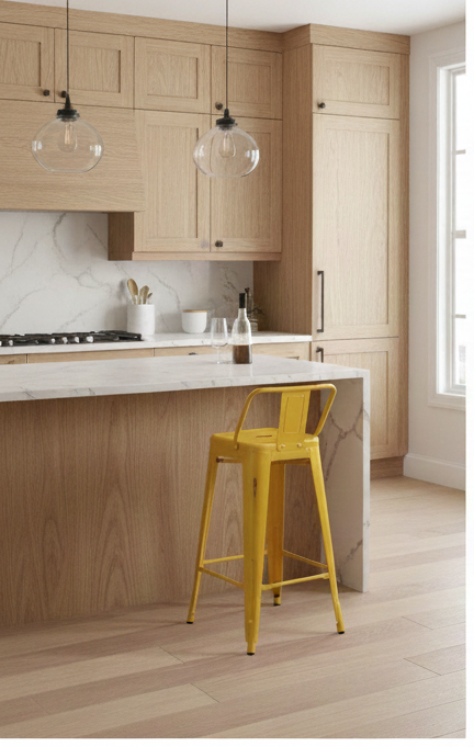 Industrial Matte Black Metal Bar Stool with Integrated Backrest - Image 5