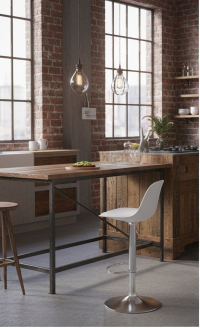 Nordic Black Swivel Bar Stool with Padded Seat & Adjustable Chrome Base - Image 2