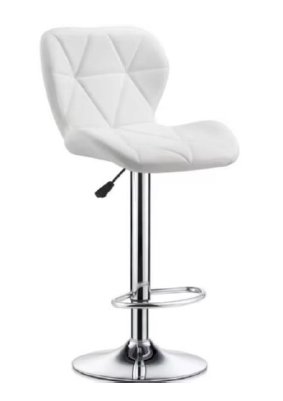 Modern Black Geometric-Quilted Swivel Bar Stool with Chrome Base
