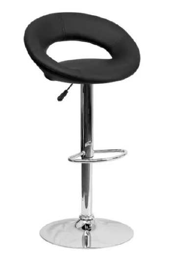 Modern Black Orbital Swivel Bar Stool with Adjustable Chrome Base - Image 9