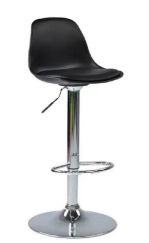 Nordic Black Swivel Bar Stool with Padded Seat & Adjustable Chrome Base