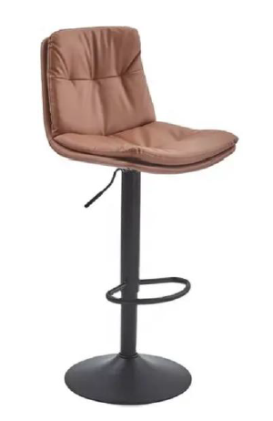 Executive Black Padded PU Leather Bar Stool with Adjustable Matte Black Base