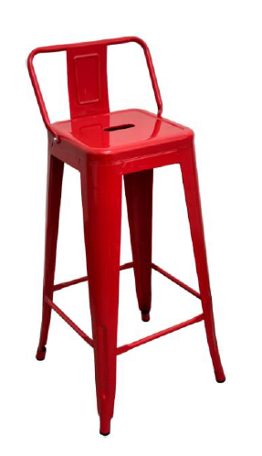 Industrial Matte Black Metal Bar Stool with Integrated Backrest
