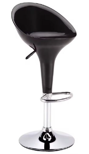 Modern Black Tulip Molded Bar Stool with Adjustable Chrome Base