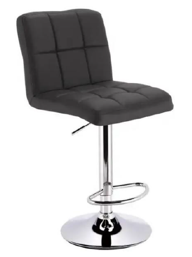 Premium Black Quilted PU Leather Bar Stool with Adjustable Chrome Base