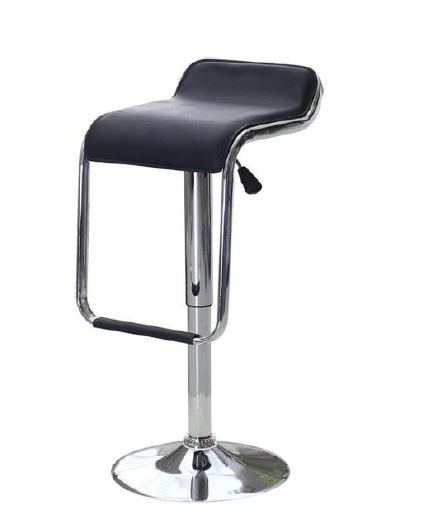 Modern Black PU Leather Bar Stool with Chrome Pedestal & Footrest