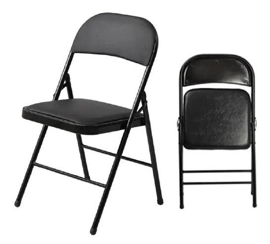 Premium Black Padded Metal Folding Chair - Space-Saving & Heavy-Duty