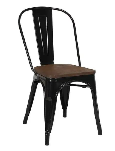 Industrial Matte Black Metal Side Chair - Heavy-Duty Bistro Style