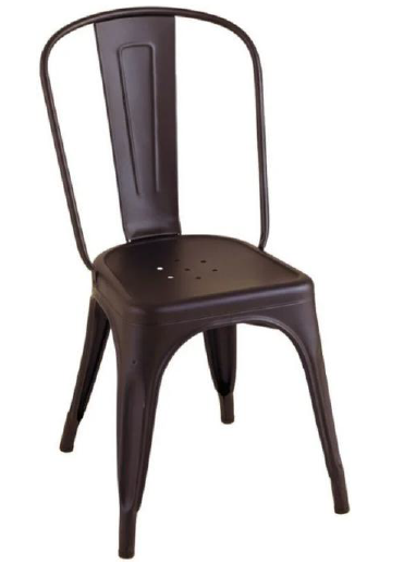 Industrial Matte Black Metal Side Chair - Heavy-Duty Bistro Style